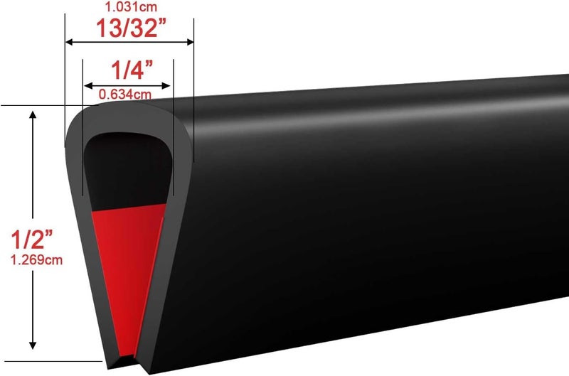 Pettyelf Silicone Edge Trim Self-Adhesive U Channel Silicone Edge Trim Edge Protector for Sheet Metal (Black, Fit 1/4" - L 10') - Image 2